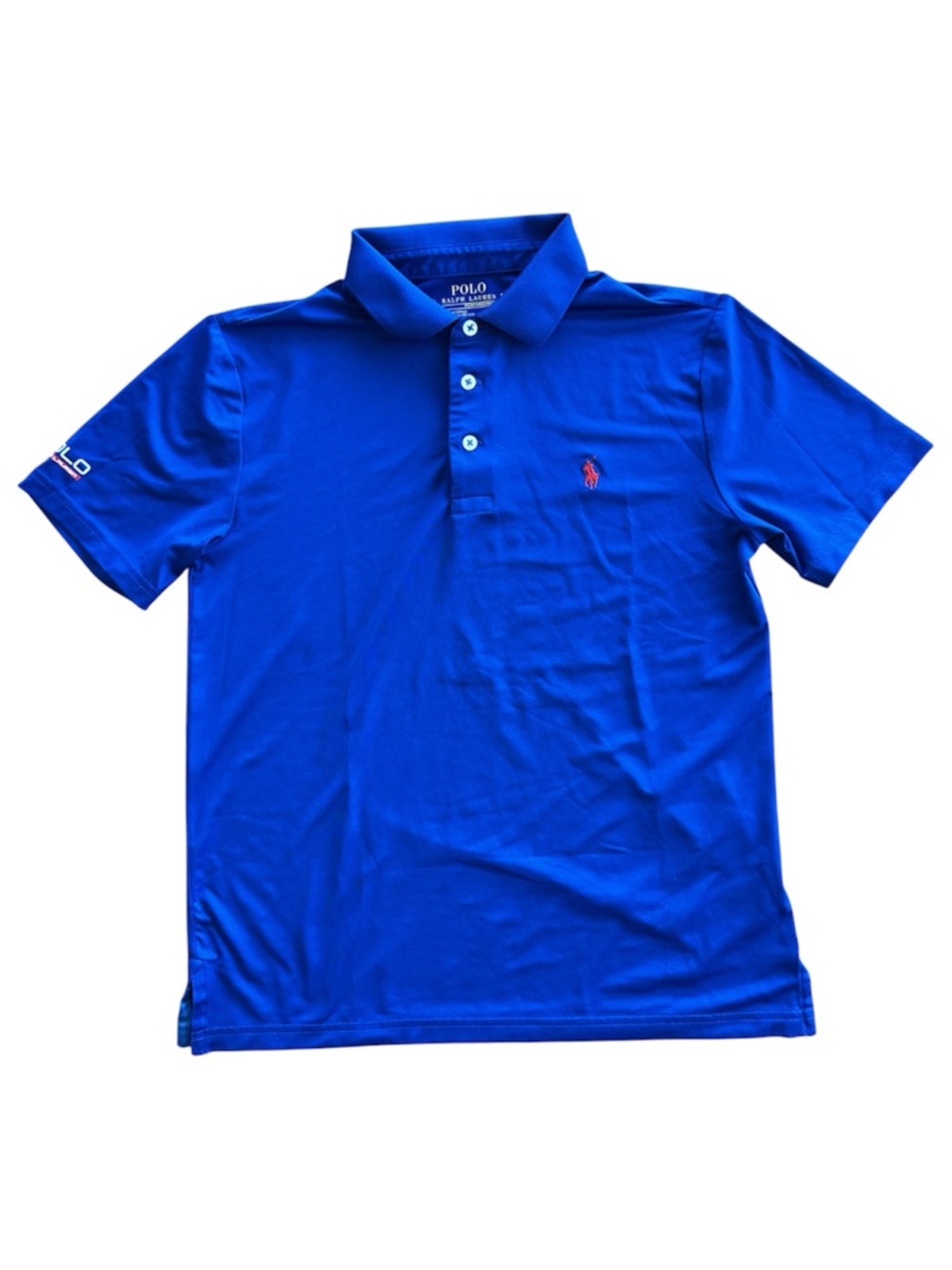 Polo by Ralph Lauren Blue Short-Sleeve Performance Polo Red Logo Boys Size M